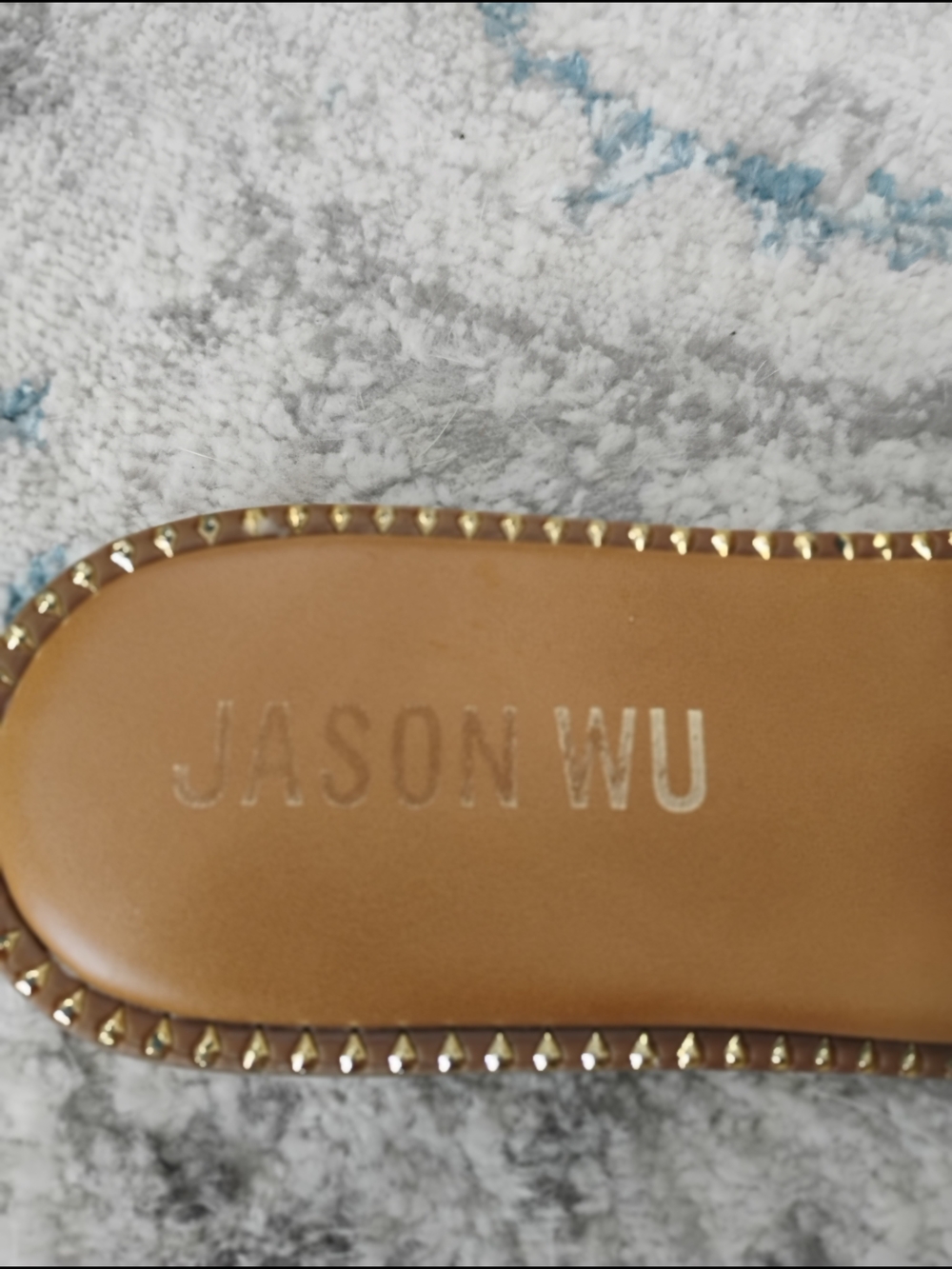 Jason Wu Tan Leather H-Strap Slide Sandals Gold Hardware Sz 9 - Picture 4 of 8